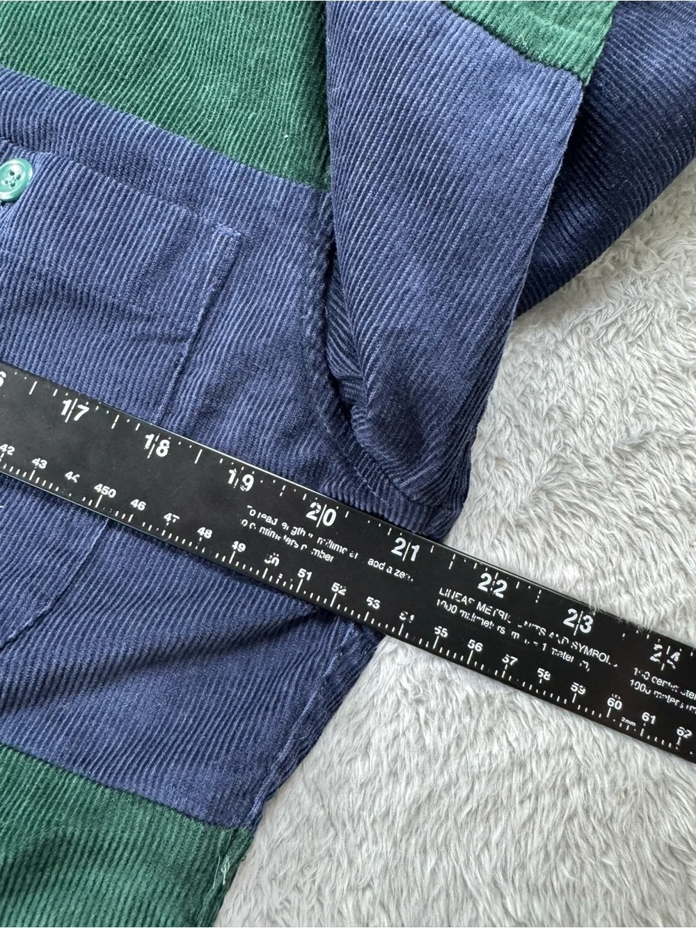 NWT J.Crew Colorblock Corduroy Button Up Shirt Green Blue Small